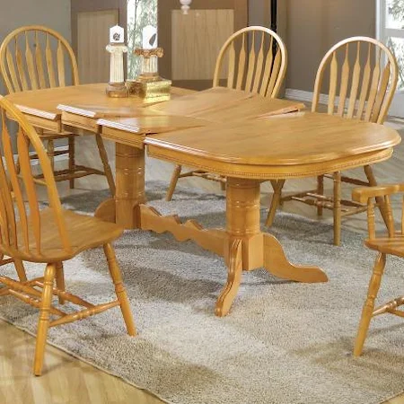 Oval Double Pedestal Dining Table with Double Butterfly Leaf